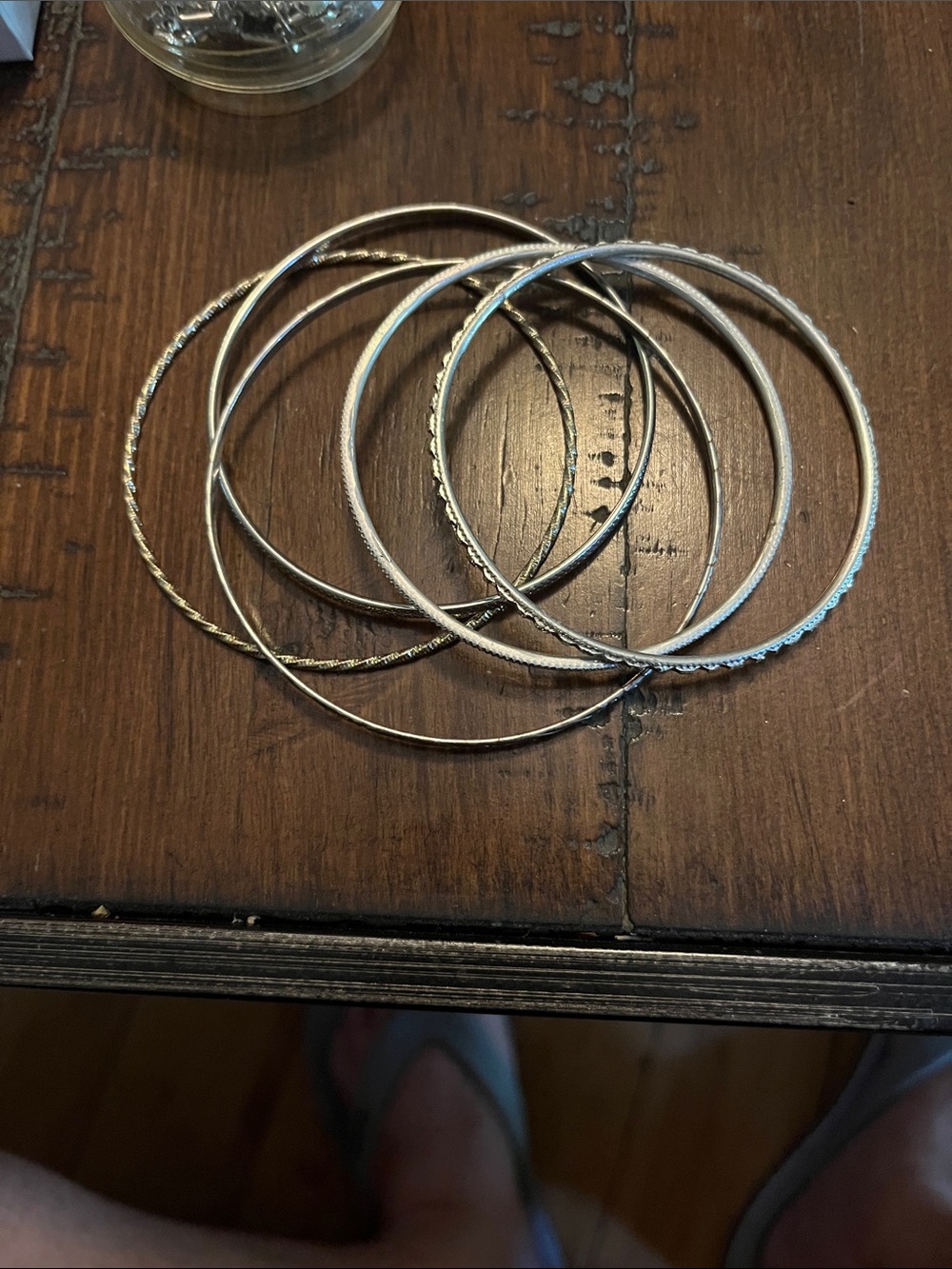 Set of Thin Mixed Metal Bangle Bracelets - Silver & Gold Tones 1829